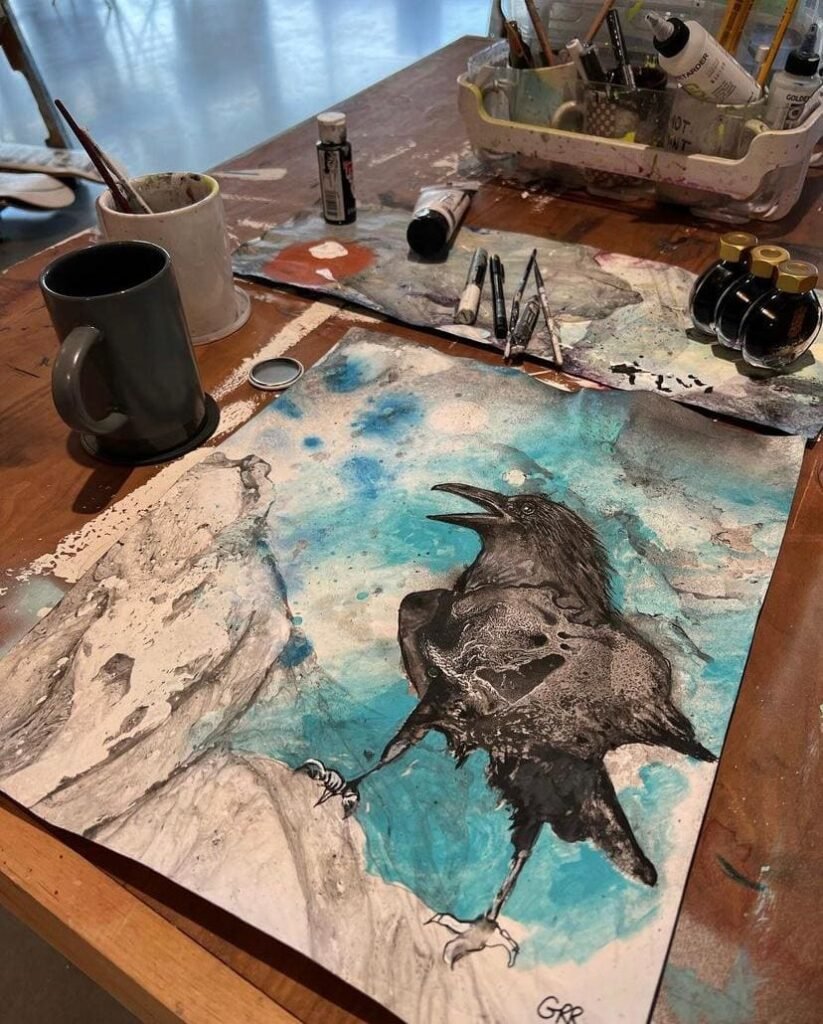 Raven Painting on Paper — Glen Ronald