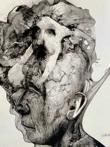 Headspace, Image 1. — Glen Ronald Artwork from the Mixed Media on paper series, original painting and Canadian art