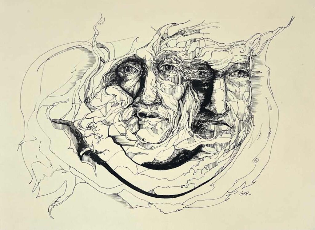 The Weight of the Words — Glen Ronald Artwork from the ink on paper series, original painting and Canadian art