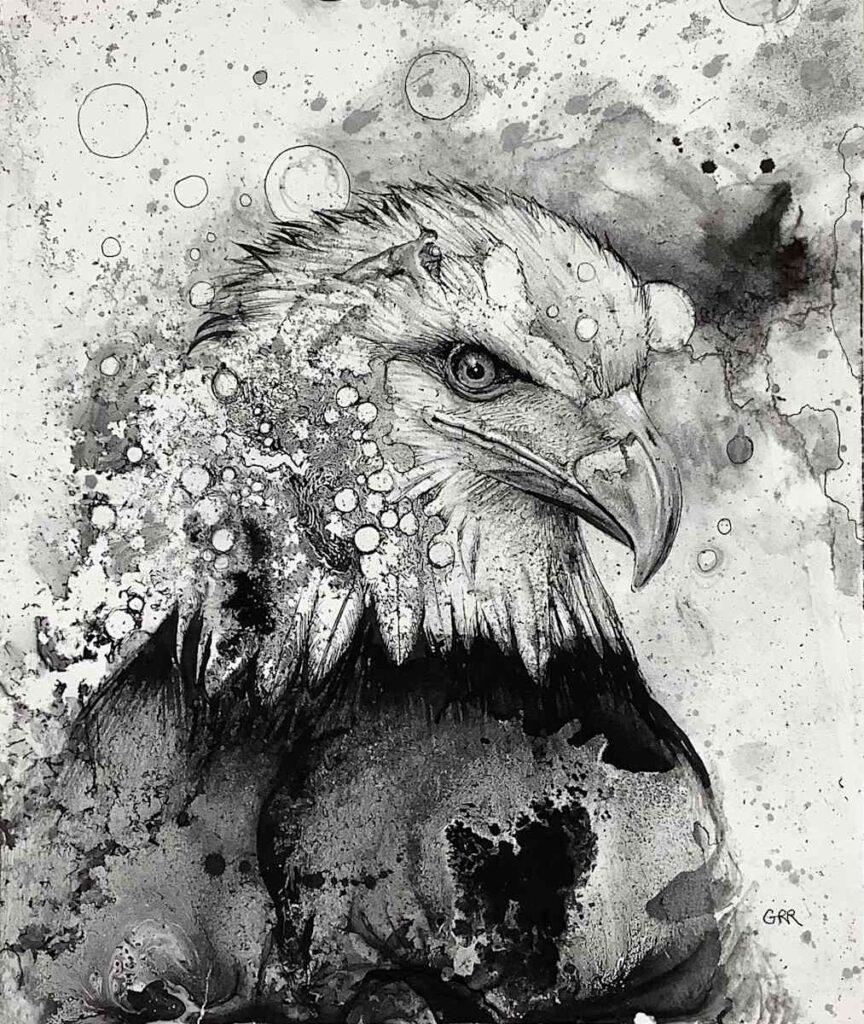 Eagle — Glen Ronald Artwork from the ink on paper series, original painting and Canadian art