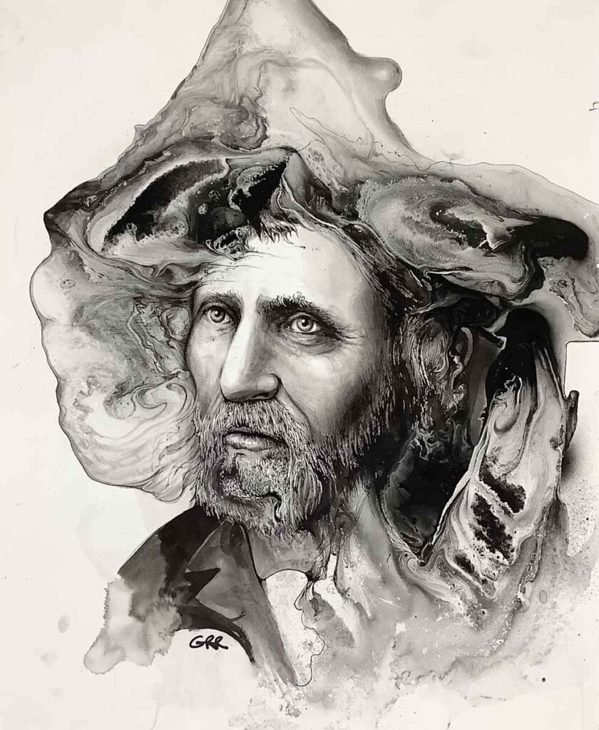 Portrait of Van Gogh — Glen Ronald Artwork from the ink on paper series, original painting and Canadian art