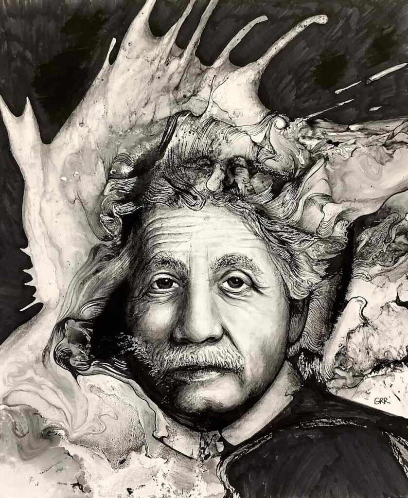 Portrait of Albert Einstein — Glen Ronald Artwork from the Acrylic on canvas series, original painting and Canadian art