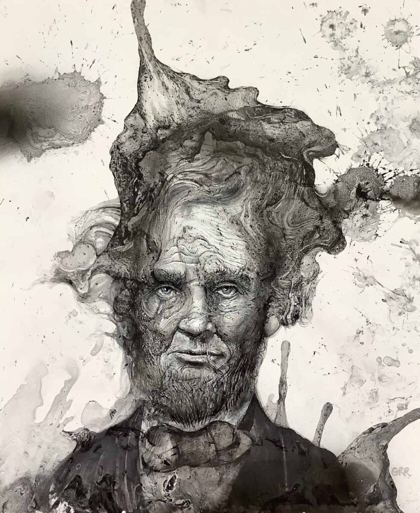 Emancipator (Portrait of Abraham Lincoln) — Glen Ronald Artwork from the ink on paper series, original painting and Canadian art