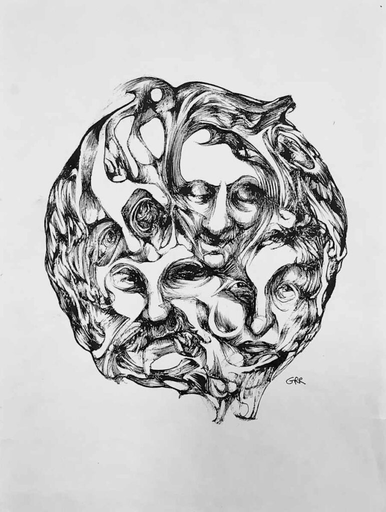 Chaosphere — Glen Ronald Artwork from the ink on paper series, original painting and Canadian art