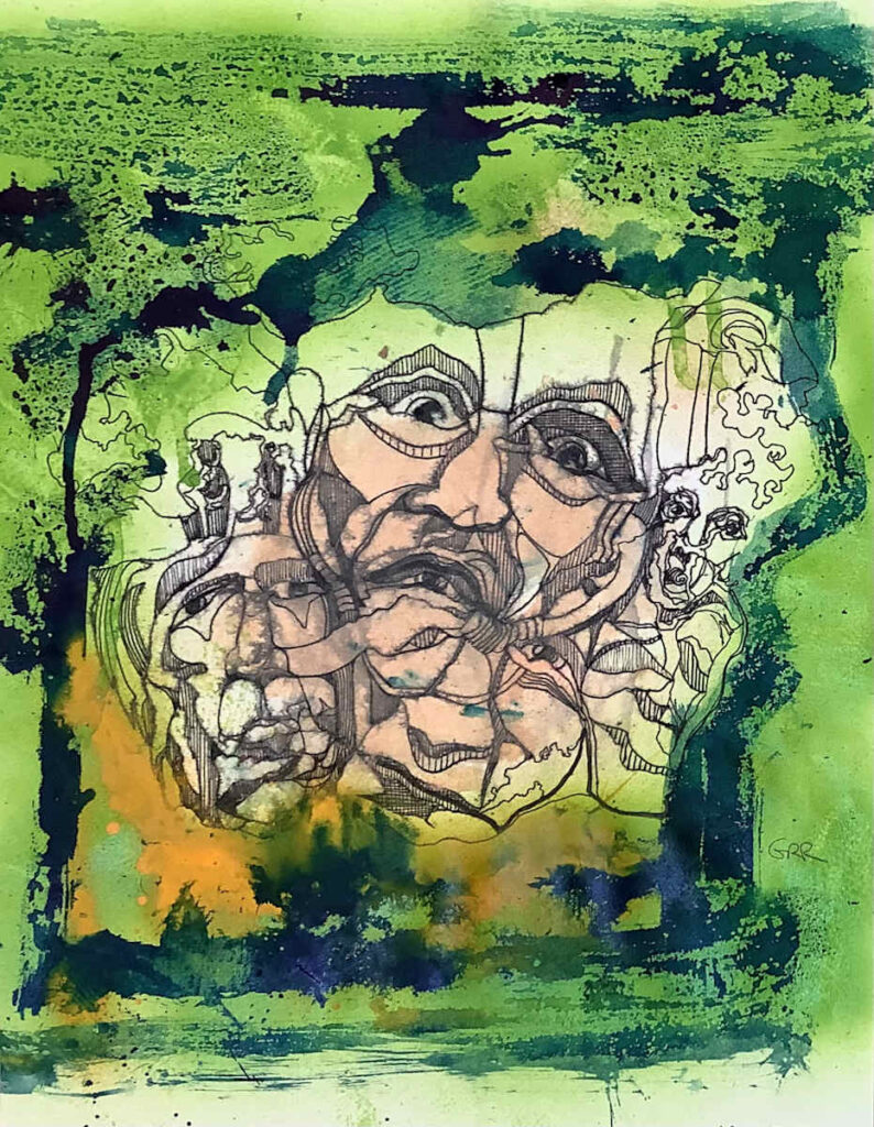 Unguarded — Glen Ronald Artwork from the ink on paper series, original painting and Canadian art