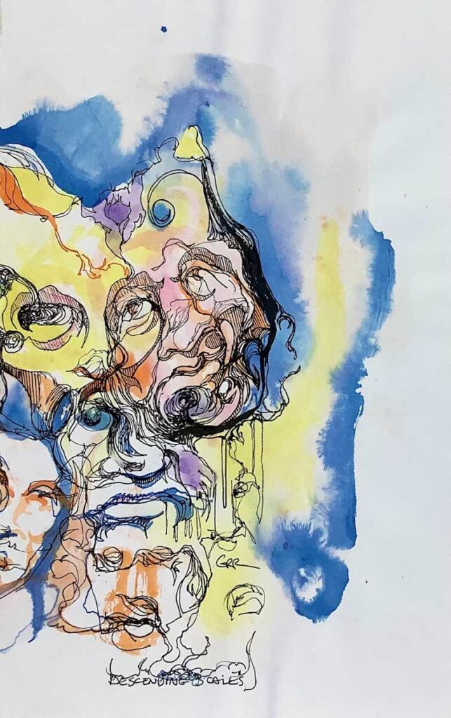 Descending Cables — Glen Ronald Artwork from the ink on paper series, original painting and Canadian art