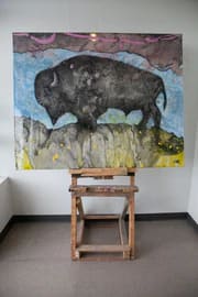 Bison — Glen Ronald Artwork from the Acrylic on canvas series, original painting and Canadian art
