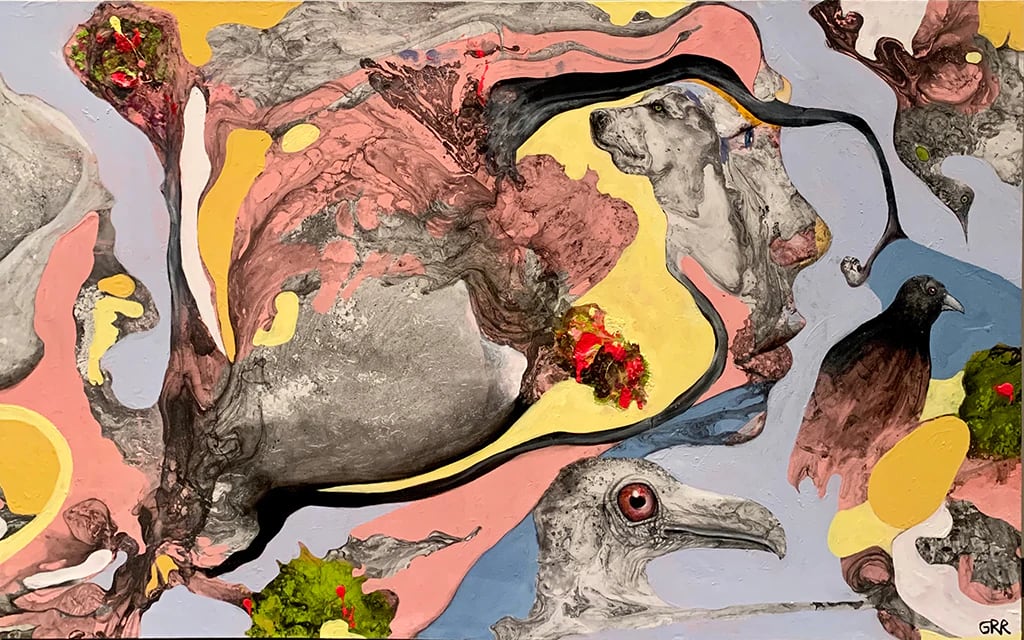 Life in a Flower, Image 1. — Glen Ronald Artwork from the Acrylic on canvas series, original painting and Canadian art