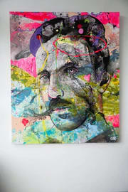 Portrait of Nikola Tesla — Glen Ronald Artwork from the Acrylic on canvas series, original painting and Canadian art